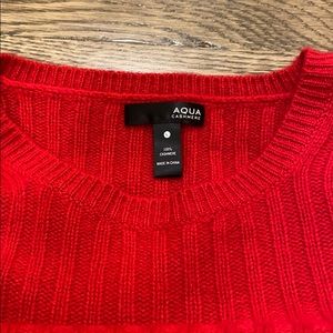 Distressed aqua cashmere sweater